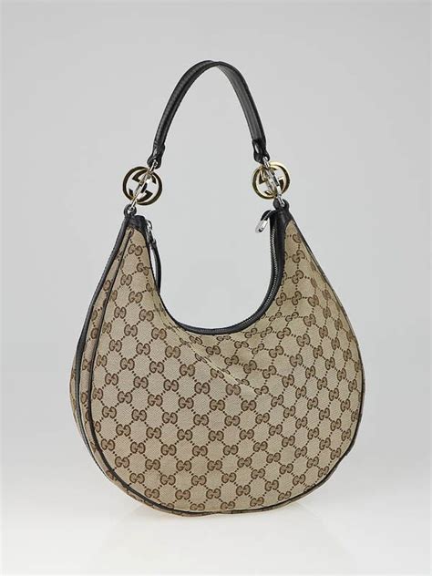 gucci beige ebony gg canvas twins hobo bag